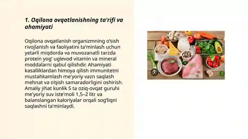 Oqilona ovqatlanish - zamonaviy dolzarb muammo ekanligi 3