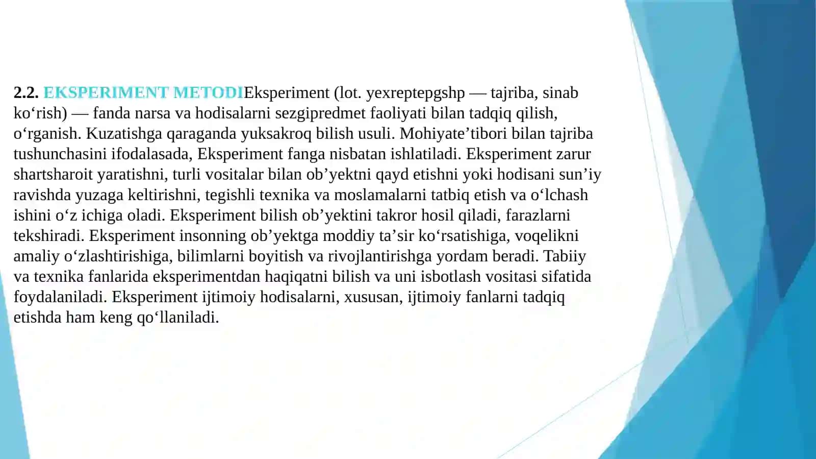 Eksperiment metodlari 3