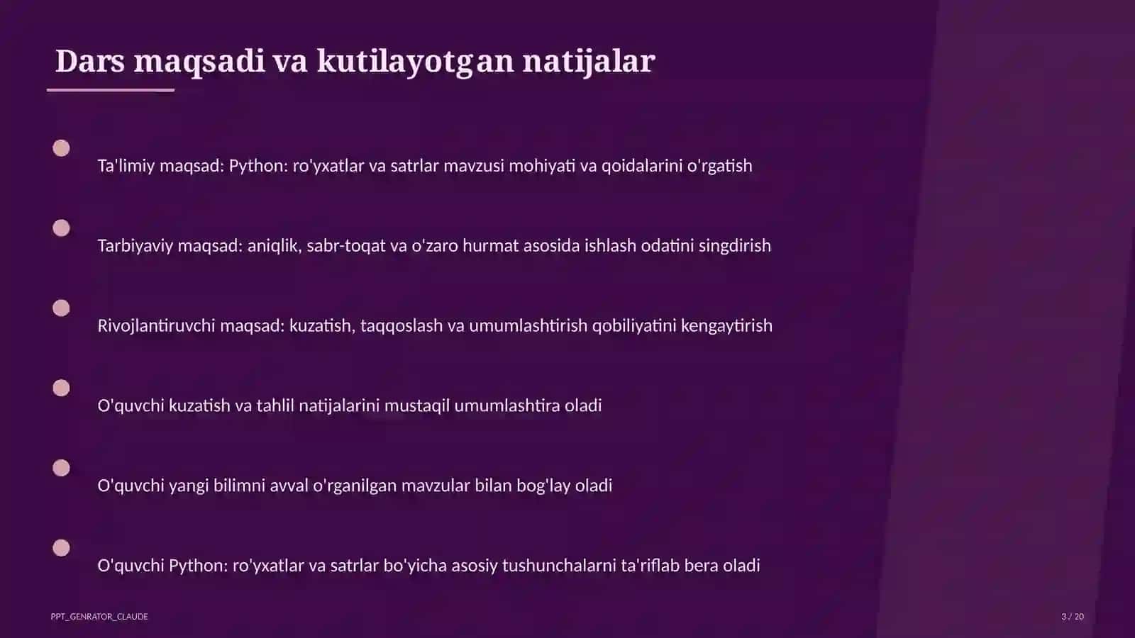 Python: ro'yxatlar va satrlar (9-sinf) 3