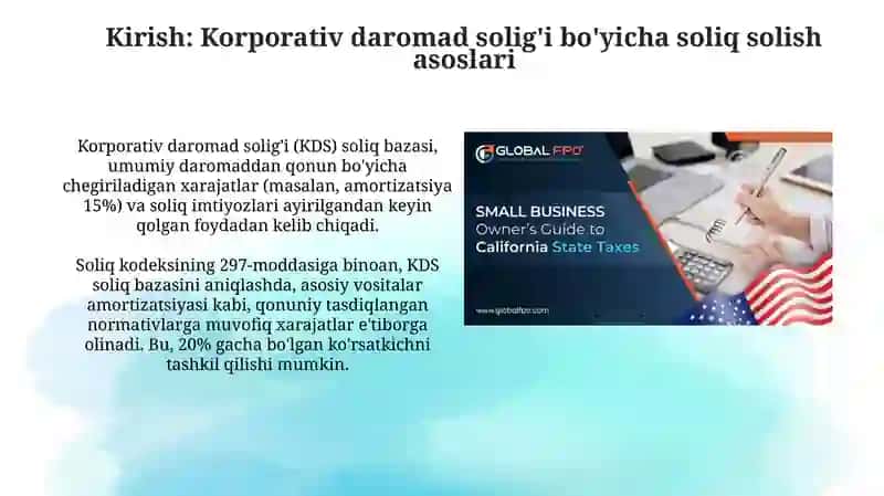Korporativ daromad solig'i bo'yicha soliq solish asoslari 3