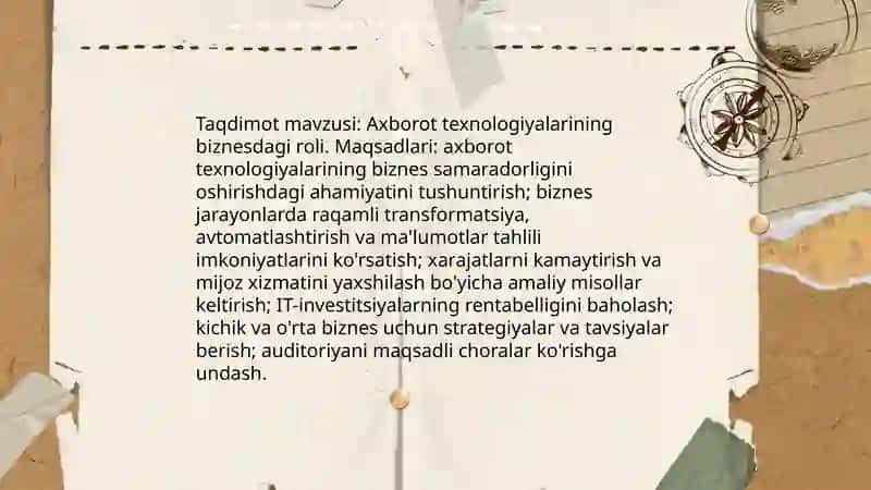 Axborot texnologiyalarining biznesdagi roli mavzusi haqida 15 slaydli taqdimot 3