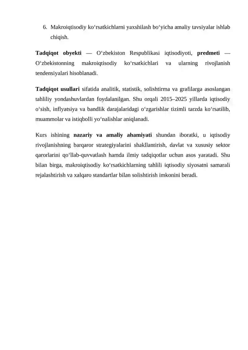 Oʻzbekiston Respublikasi Rivojlanishi: Makro iqtisodiy ko‘rsatkichlar tahlili 3
