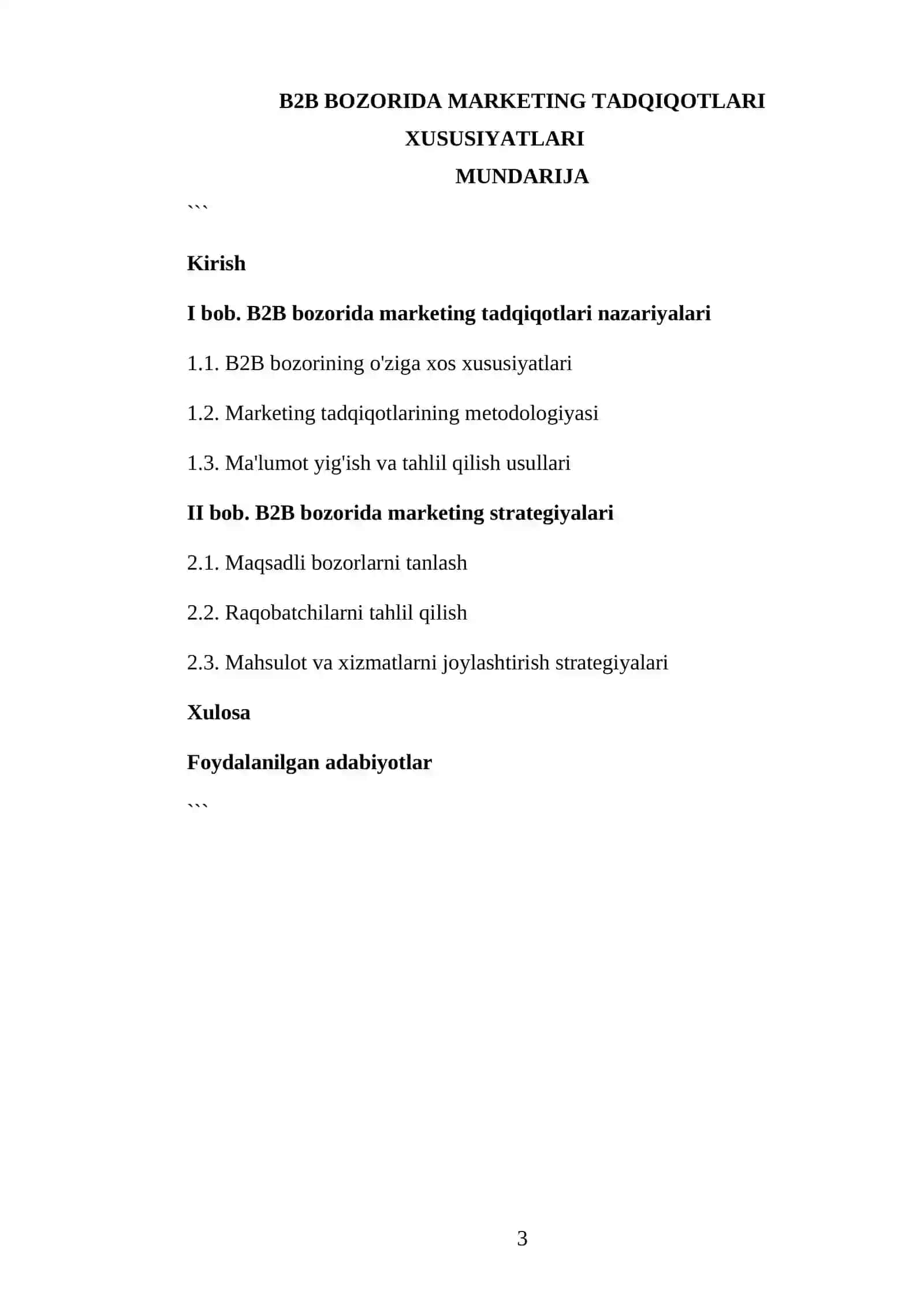 B2B bozorida marketing tadqiqotlari xususiyatlari 3