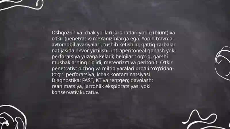 Oshqozon va ichak yoʻllari jigar va taloq jarohatlari 3