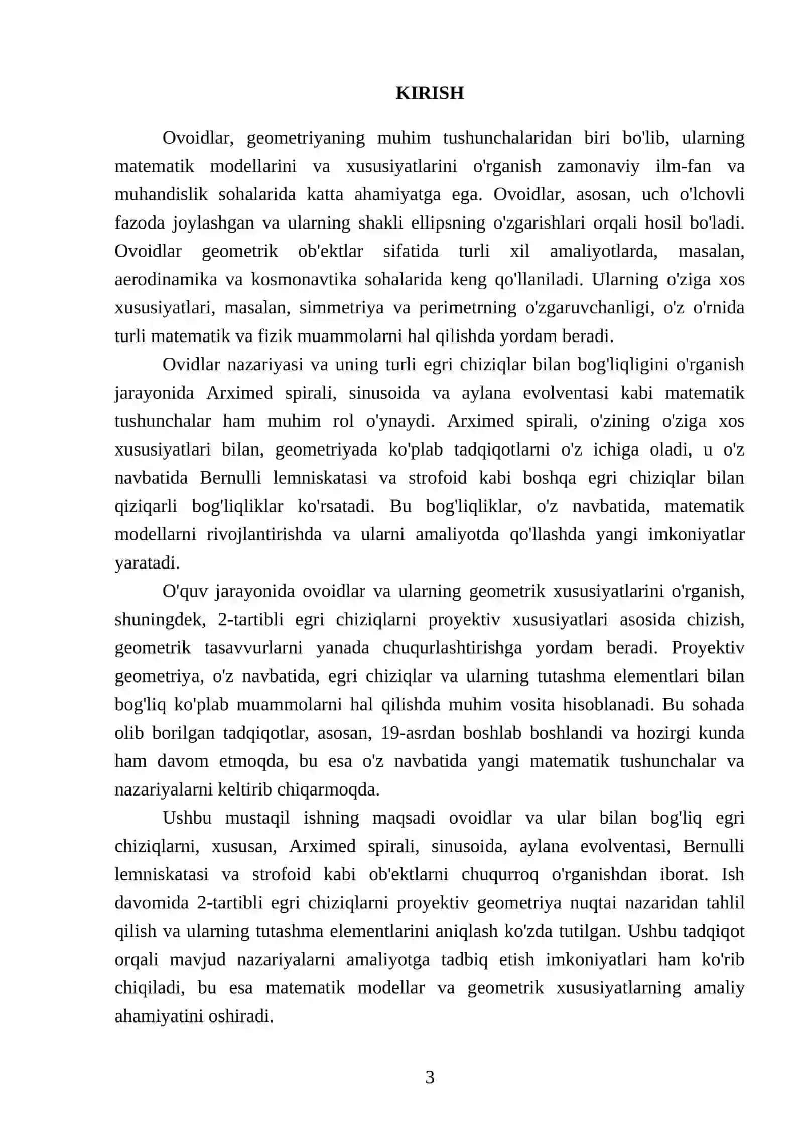 Ovoidlar. Arximed spirali sinusoida aylana evolventasi korxoida strofoida Bernulli lemniskatasi 3