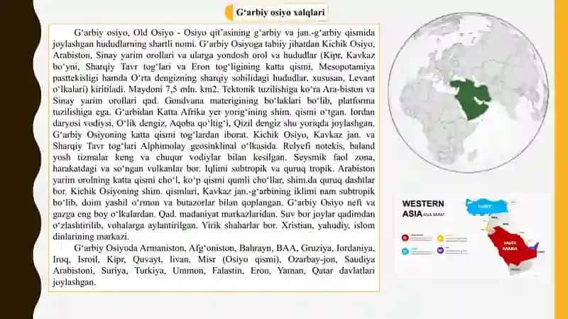G‘ARBIY OSIYO GEOGRAFIK ANTROPOLOGIK VA LINGVISTIK KLASSIFIKATSIYASI 3