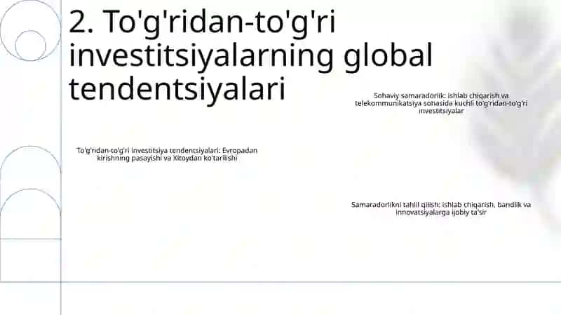 ToʻGʻRidan ToʻGʻRi Xorijiy Investitsiyalar Va Sanoat Tarmoqlari BoʻYicha Samaradorligi Tahlili 3