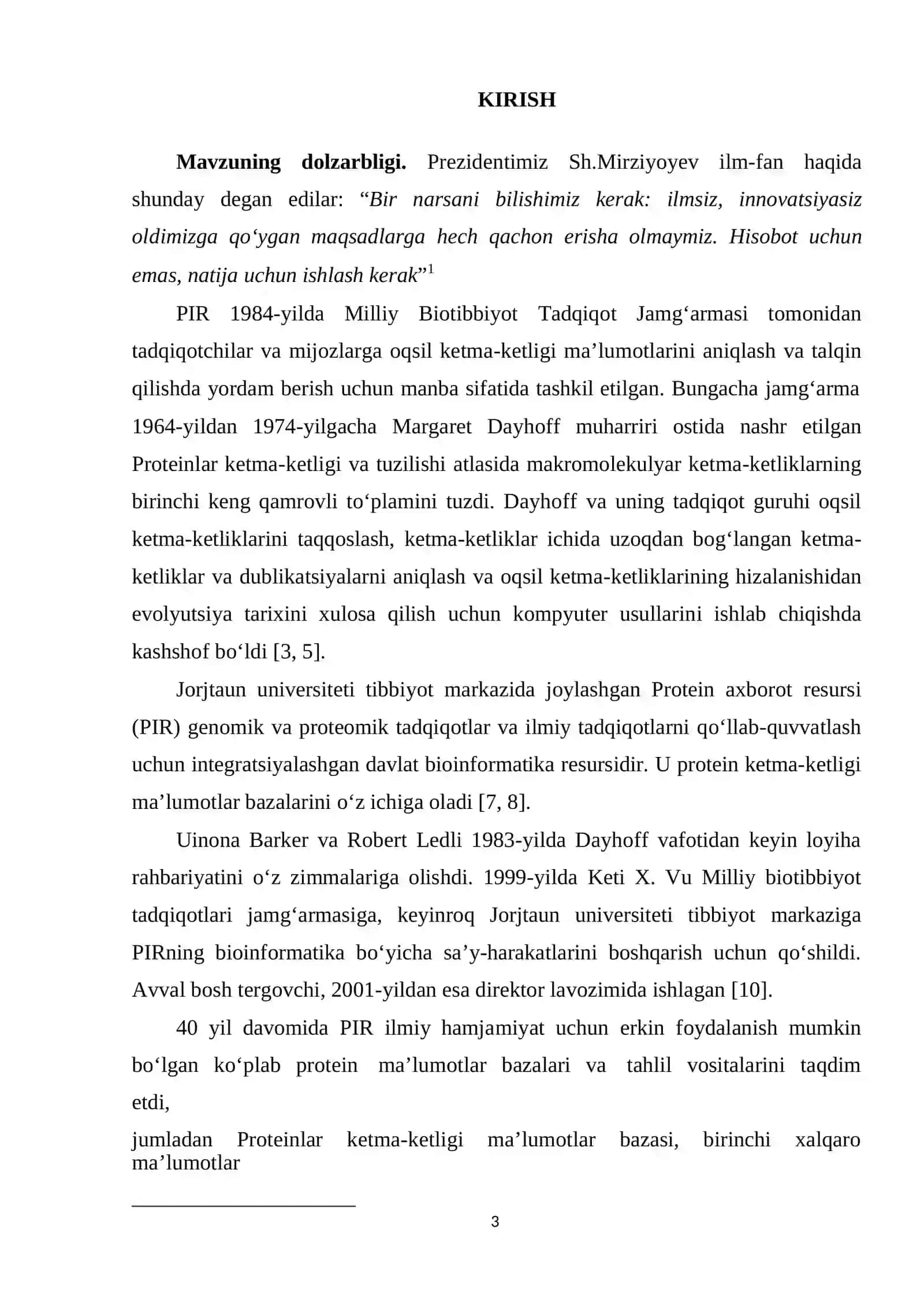 Oqsillarni identifikatsiyalash resurslari (Protein Identification Resource PIR) 3