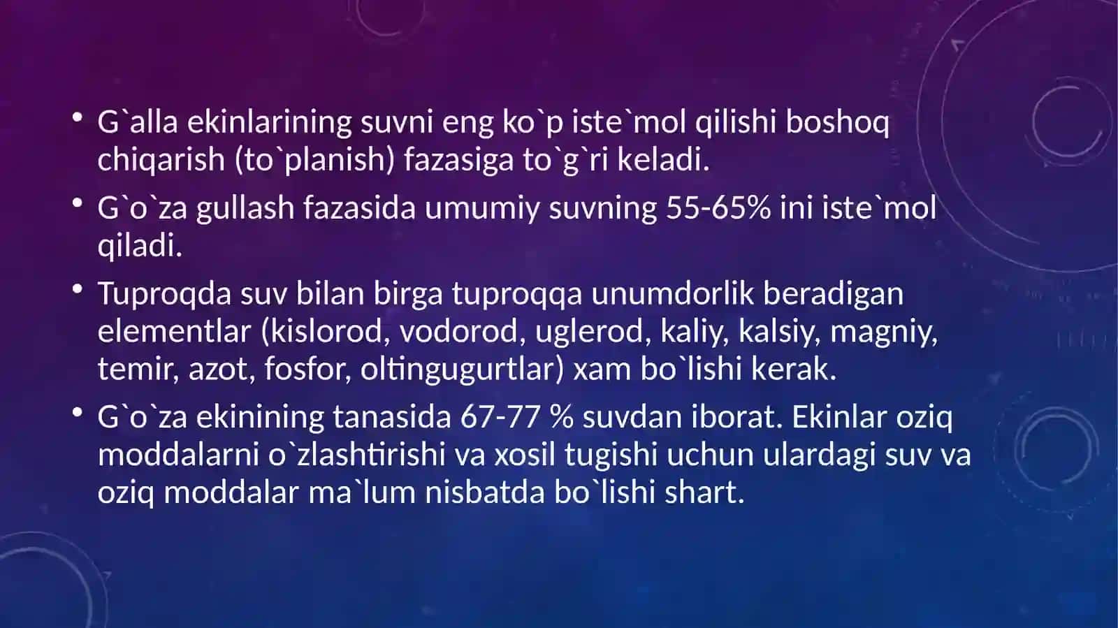 Qishloq xo`jalik ekinlarining sug`orish rеjimi va suv tejovchi texnologiyalar 3