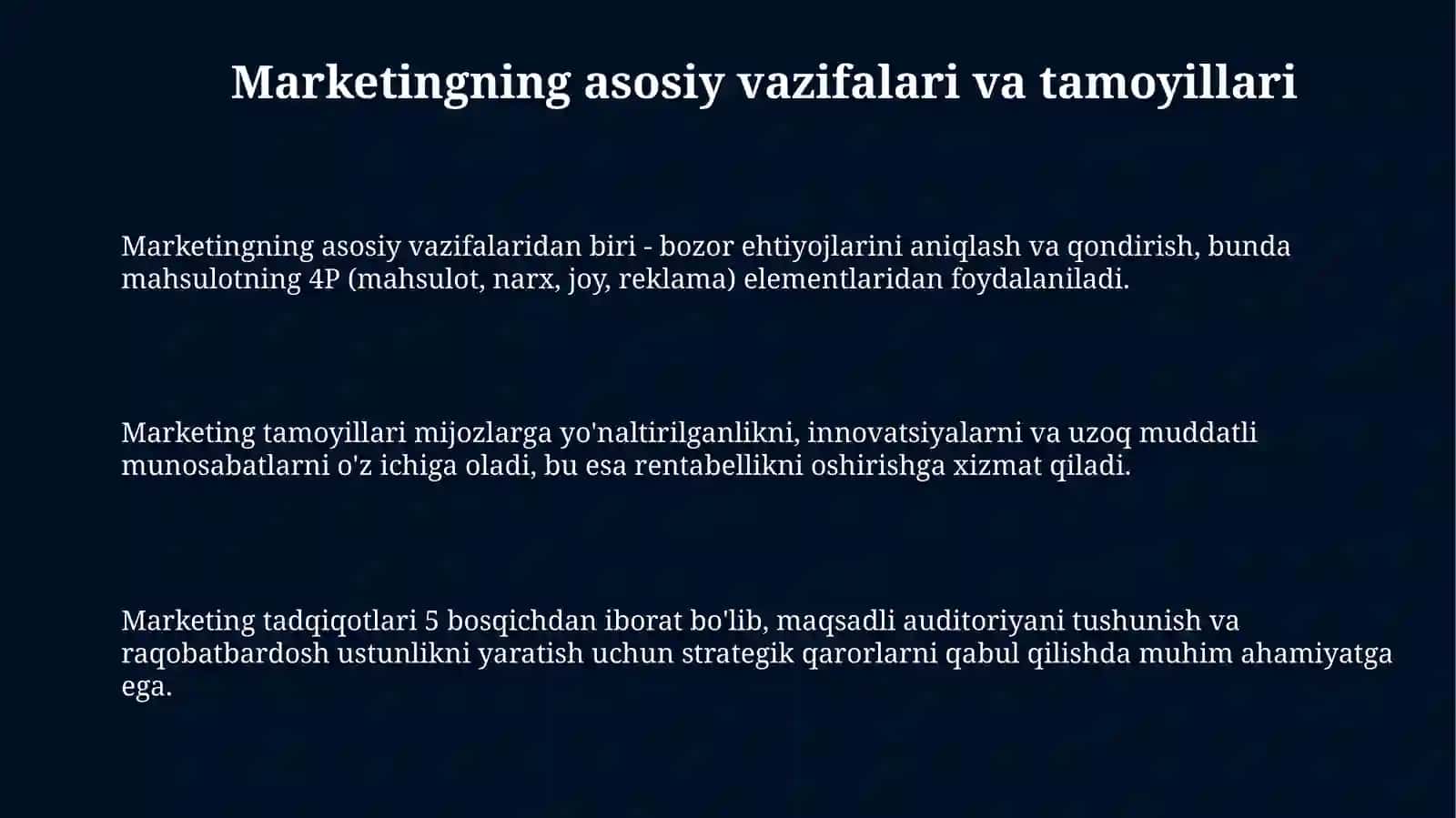 Marketingning asosiy vazifalari va turlari 3