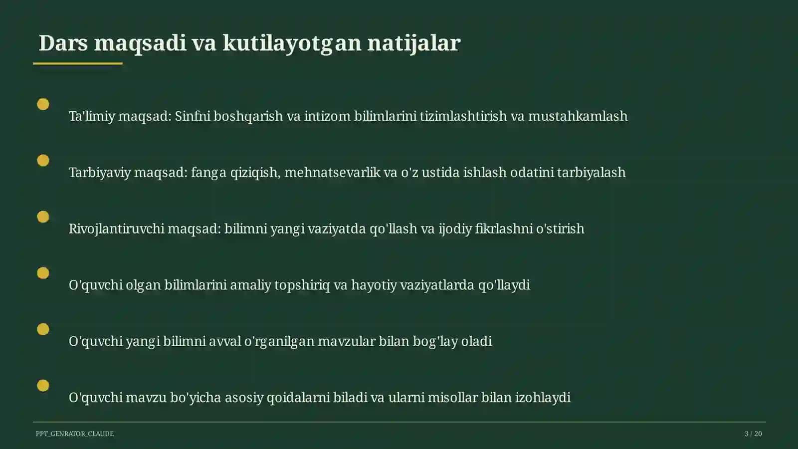 Sinfni boshqarish va intizom 3