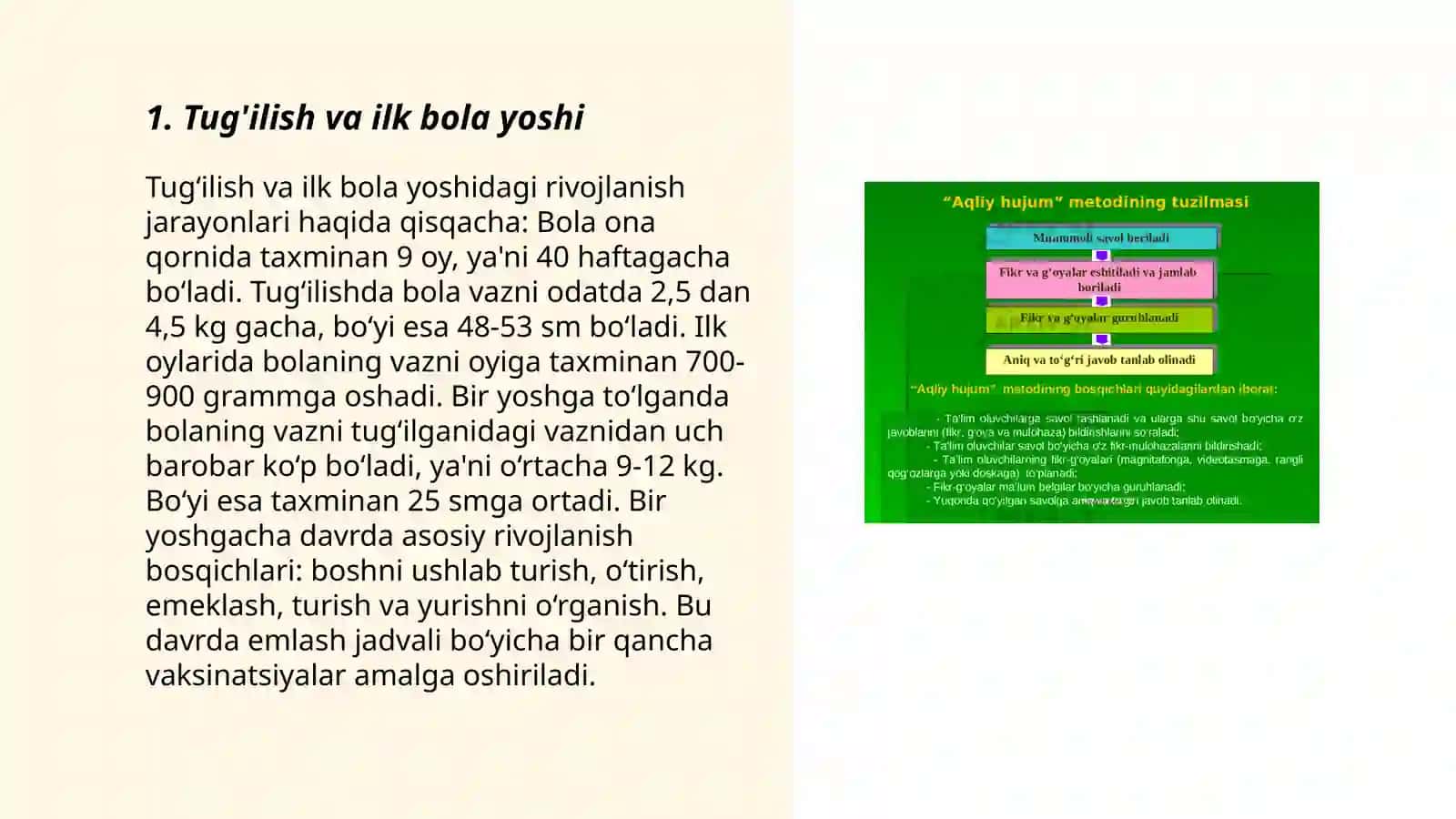Tug'ilish va ilk bola yoshi 3