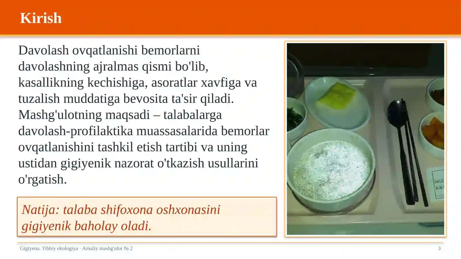 Gigiyena. Tibbiy ekologiya · Amaliy mashg'ulot № 2 3