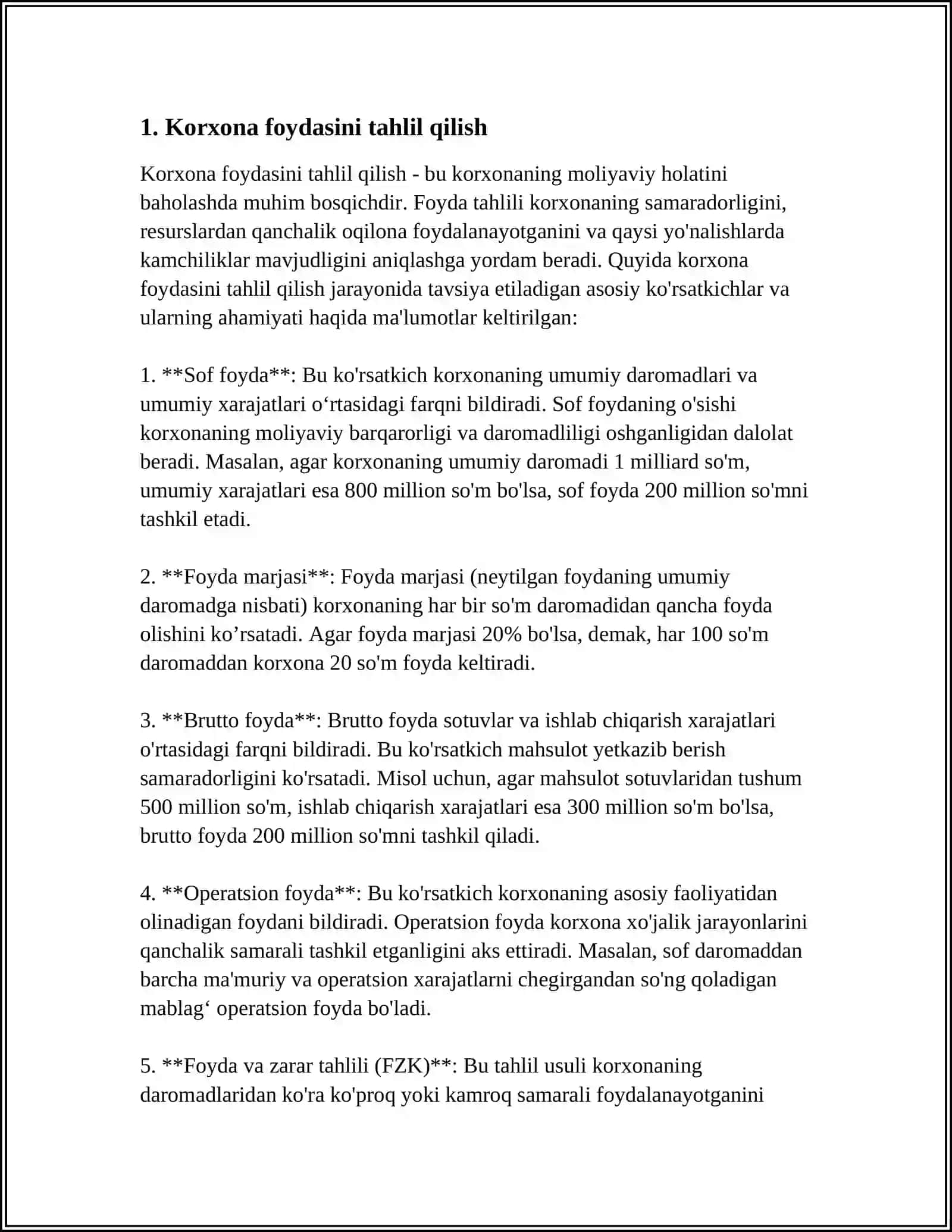 KORXONA FOYDASINING TAQSIMLANISHI VA ISHLATILISHI 3