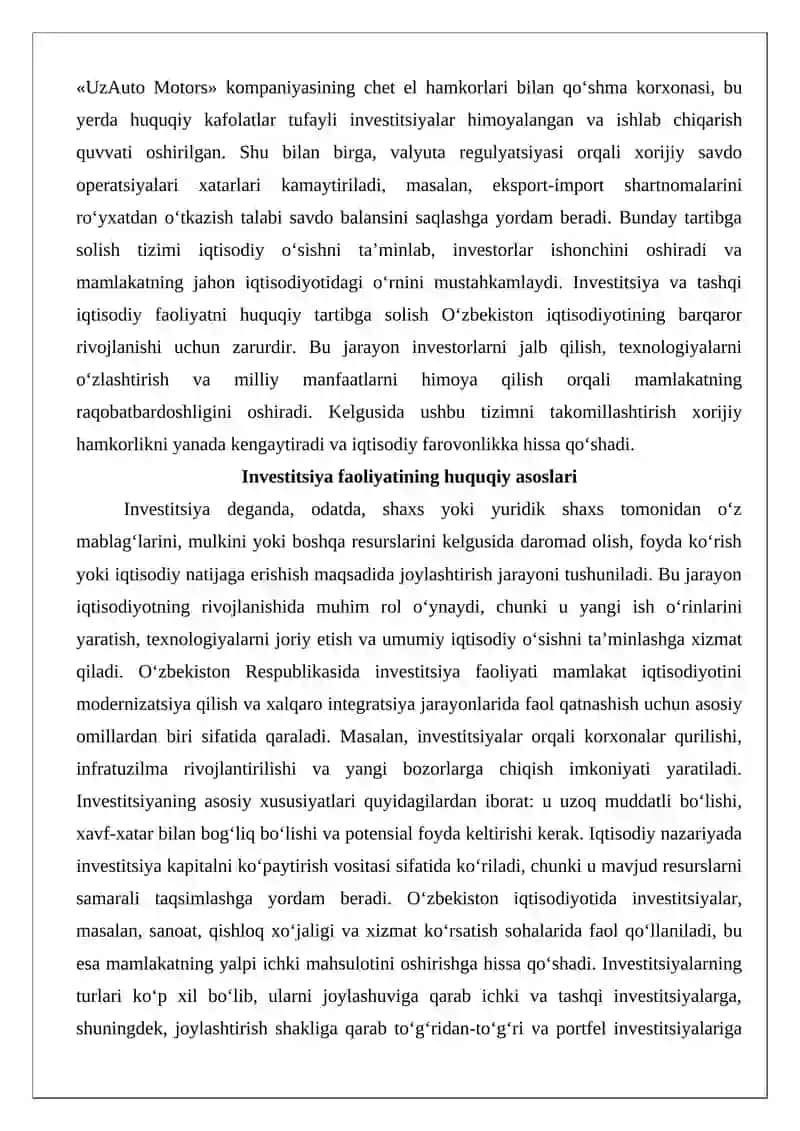 Investitsiya va tashqi iqtisodiy faoliyatni huquqiy tartibga solish 3