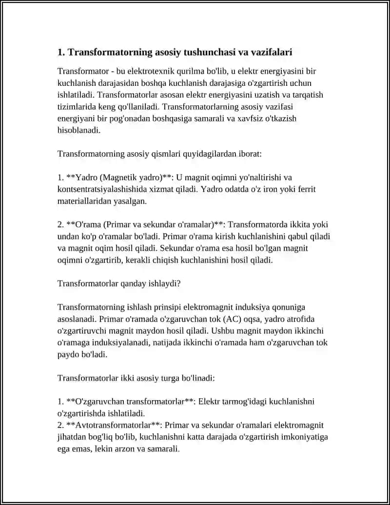 TRANSFORMATORLAR VA ULARNI ISHLASH PRINSPLARI 3