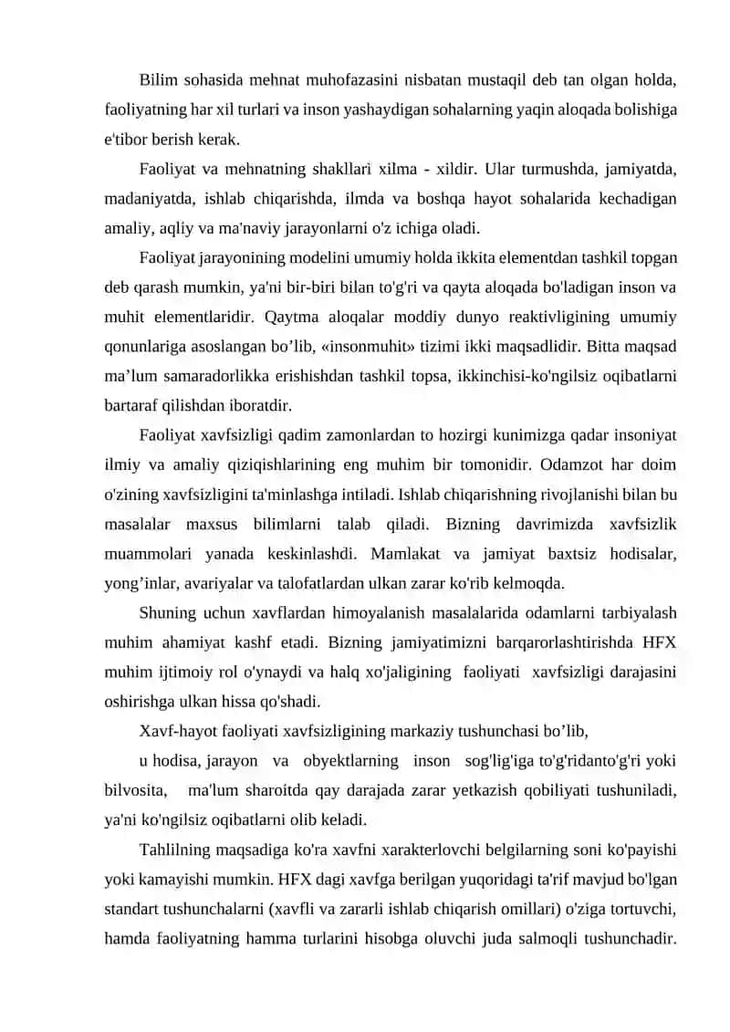 HAYOT FAOLIYATI XAVFSIZLIGINING HOZIRGI VAQTDAGI AHAMIYATI VA O‘RNI 3