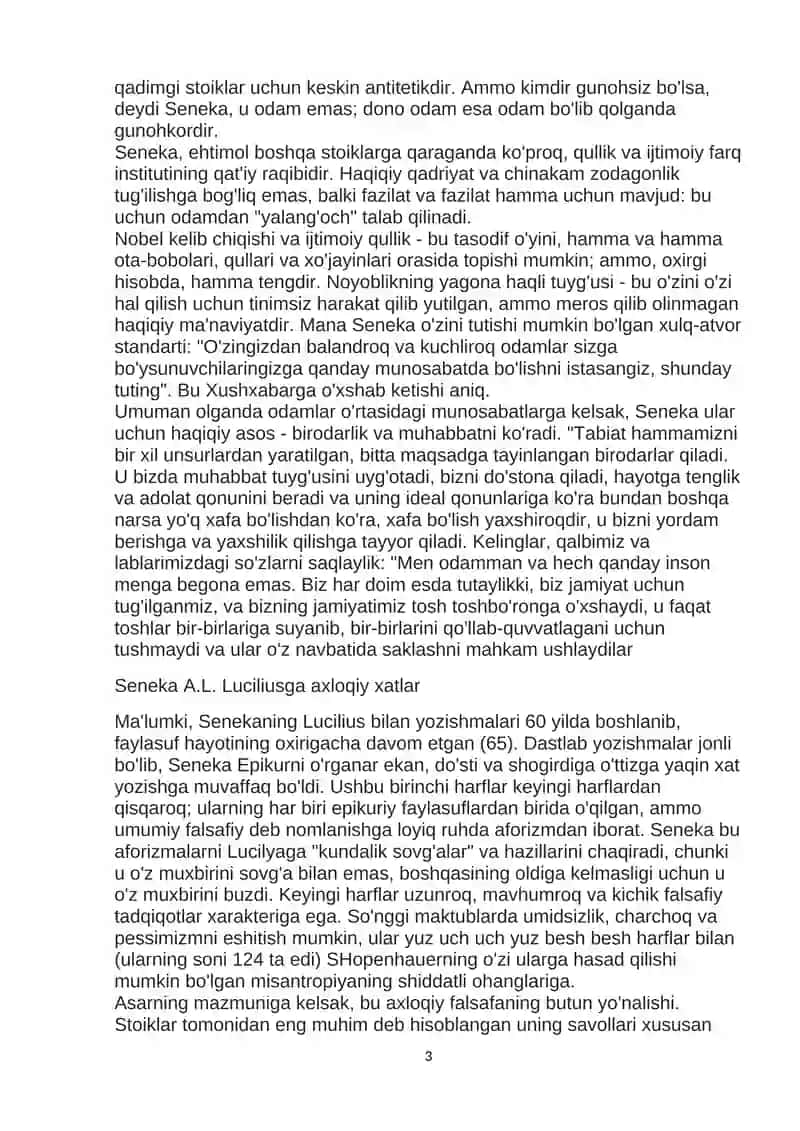 Senekaning "Luciliyaga axloqiy maktublar"ni 3