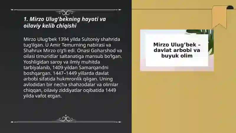 Mirzo Ulug'bekning hayoti va oilaviy kelib chiqishi 3