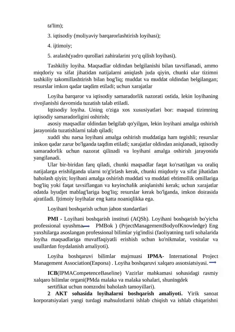 Loyiha boshqaruviga kirish, loyiha tarifi va turlari 3