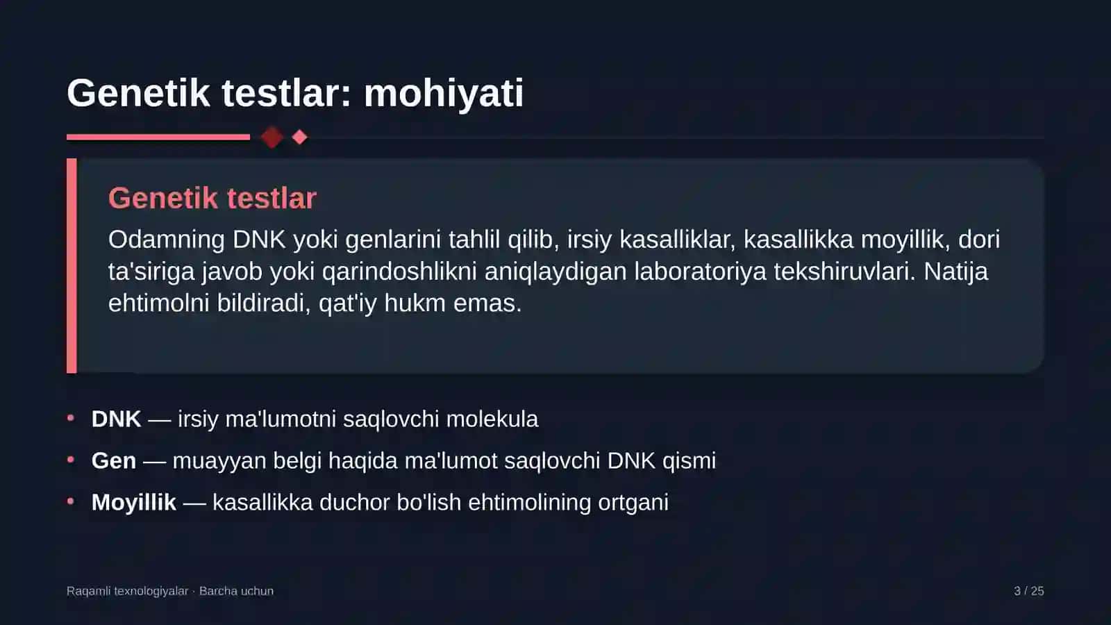 DNK — irsiy ma'lumotni saqlovchi molekula 3