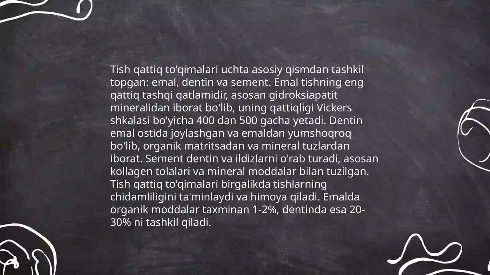 Tish qattiq to'qimalarini charxlash tamoyillari 3