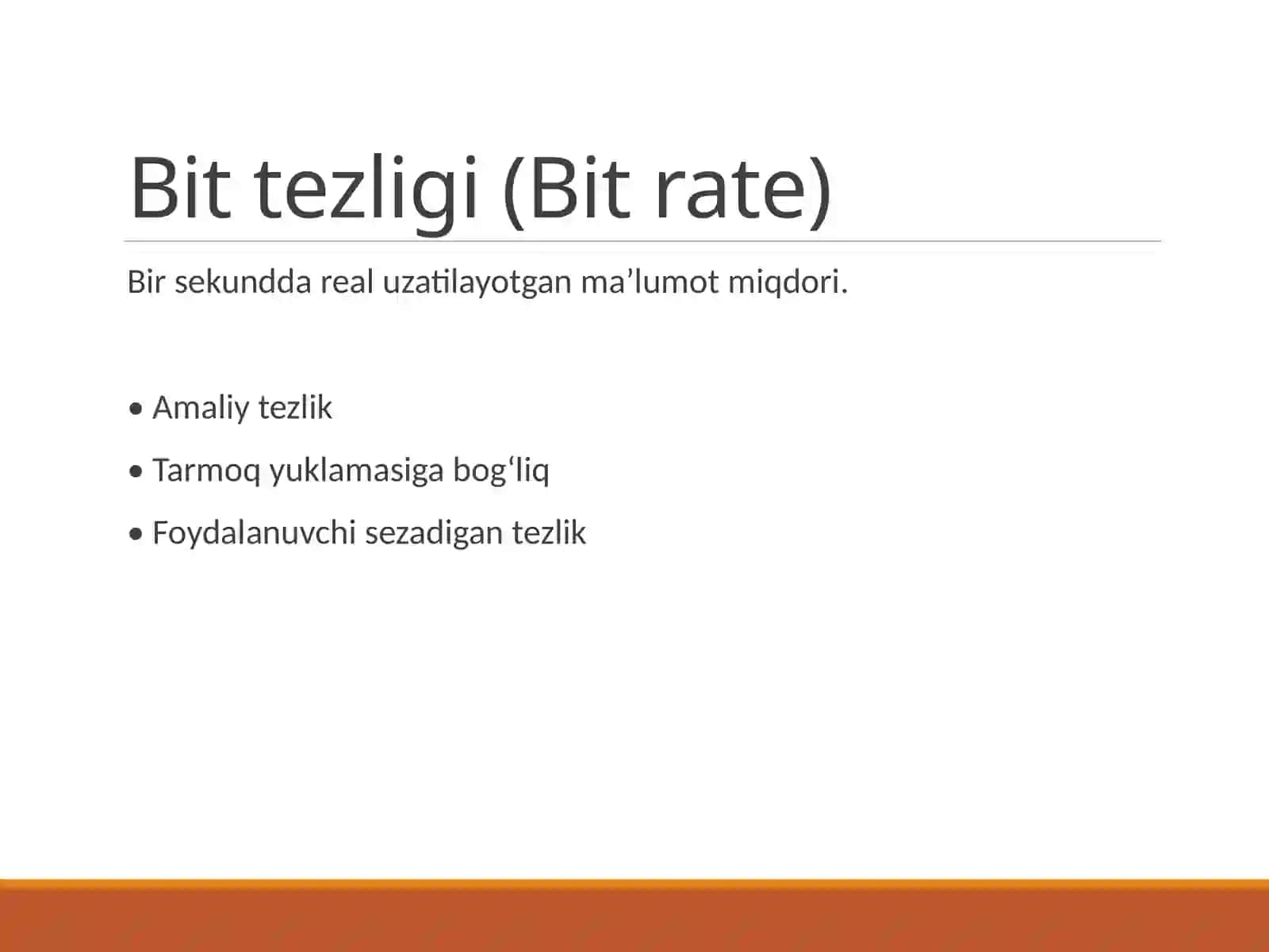 Ma’lumotlarni  uzatishda polosa kengligi  va bit  tezligi 3