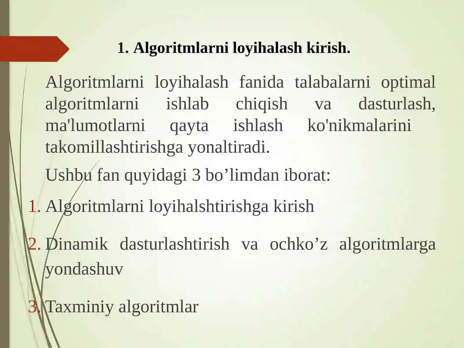 Algoritmlarni loyihalash kirish 3