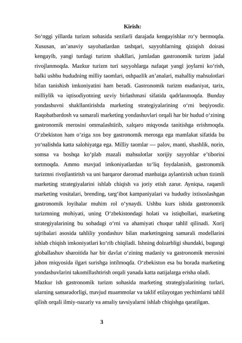 Gastronomik turizmni rivojlantirishda marketing strategiyalarining o‘rni 3