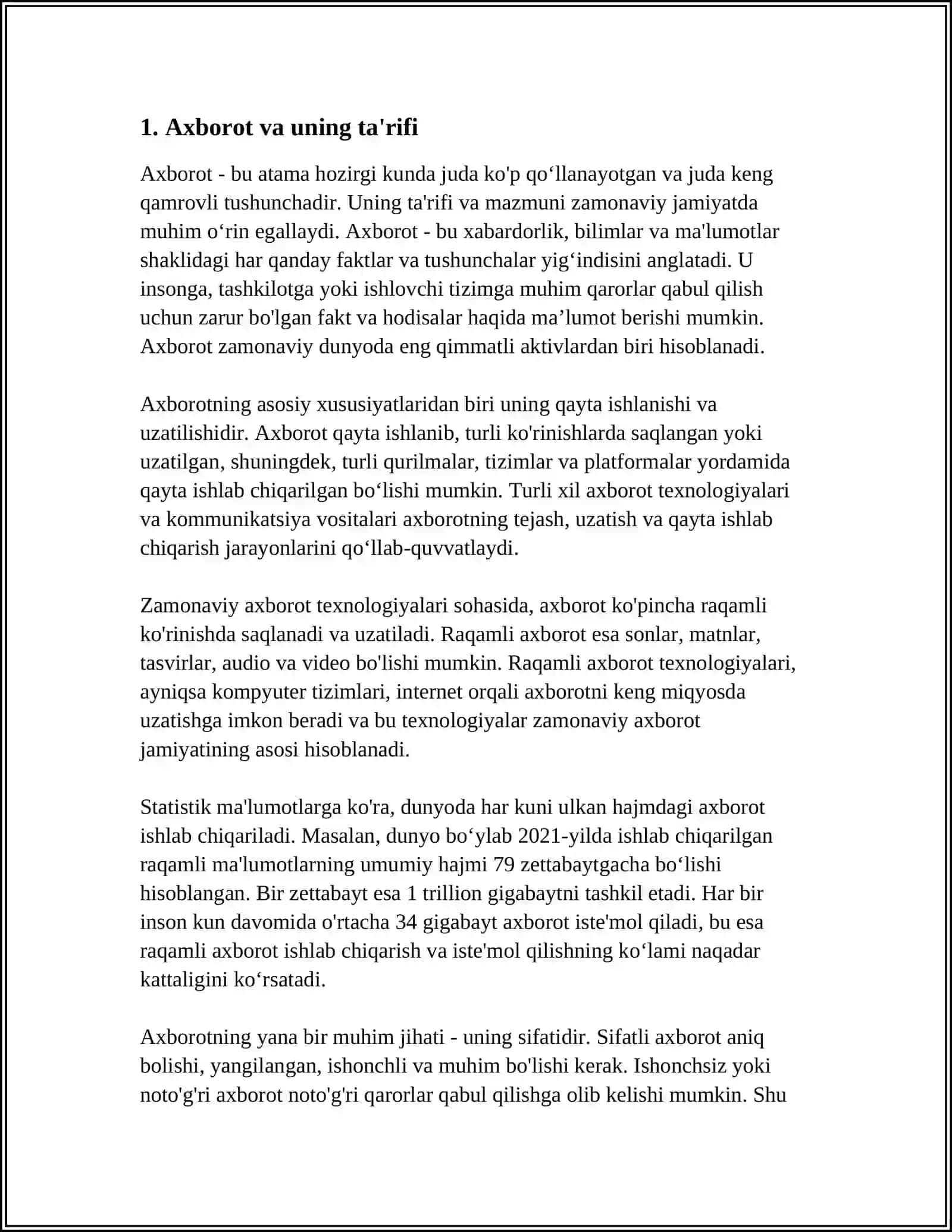 Axborotning Jamiyatda Tutgan O'rni va Ahmiyat 3