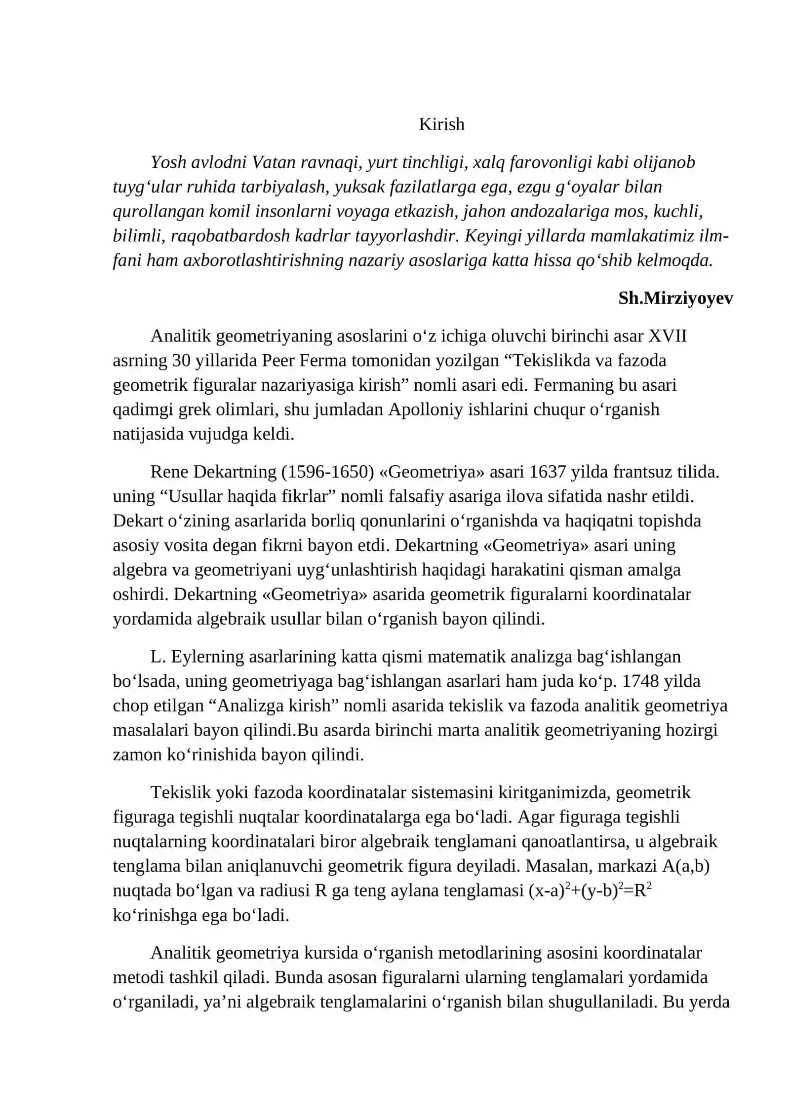 Tekslikdagi harakatlar va ularning xossalari 3
