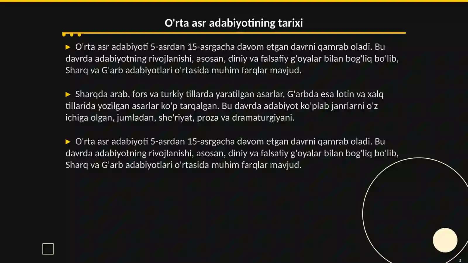 O'rta asr adabiyoti (Sharq va G'arb) 3