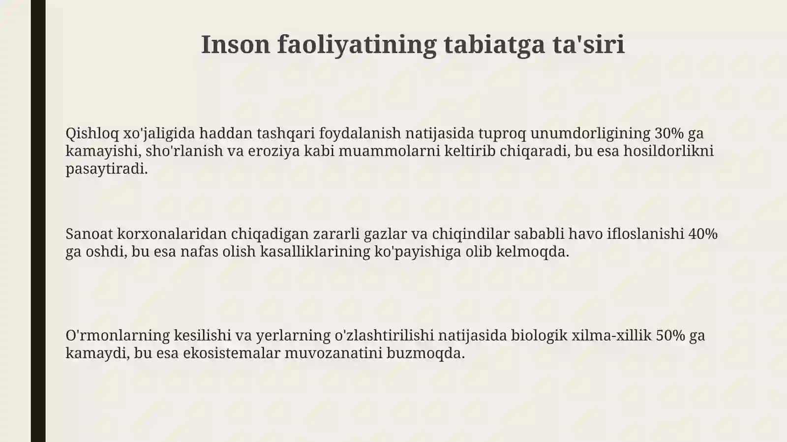 Inson faoliyatining tabiatga ta'siri 3