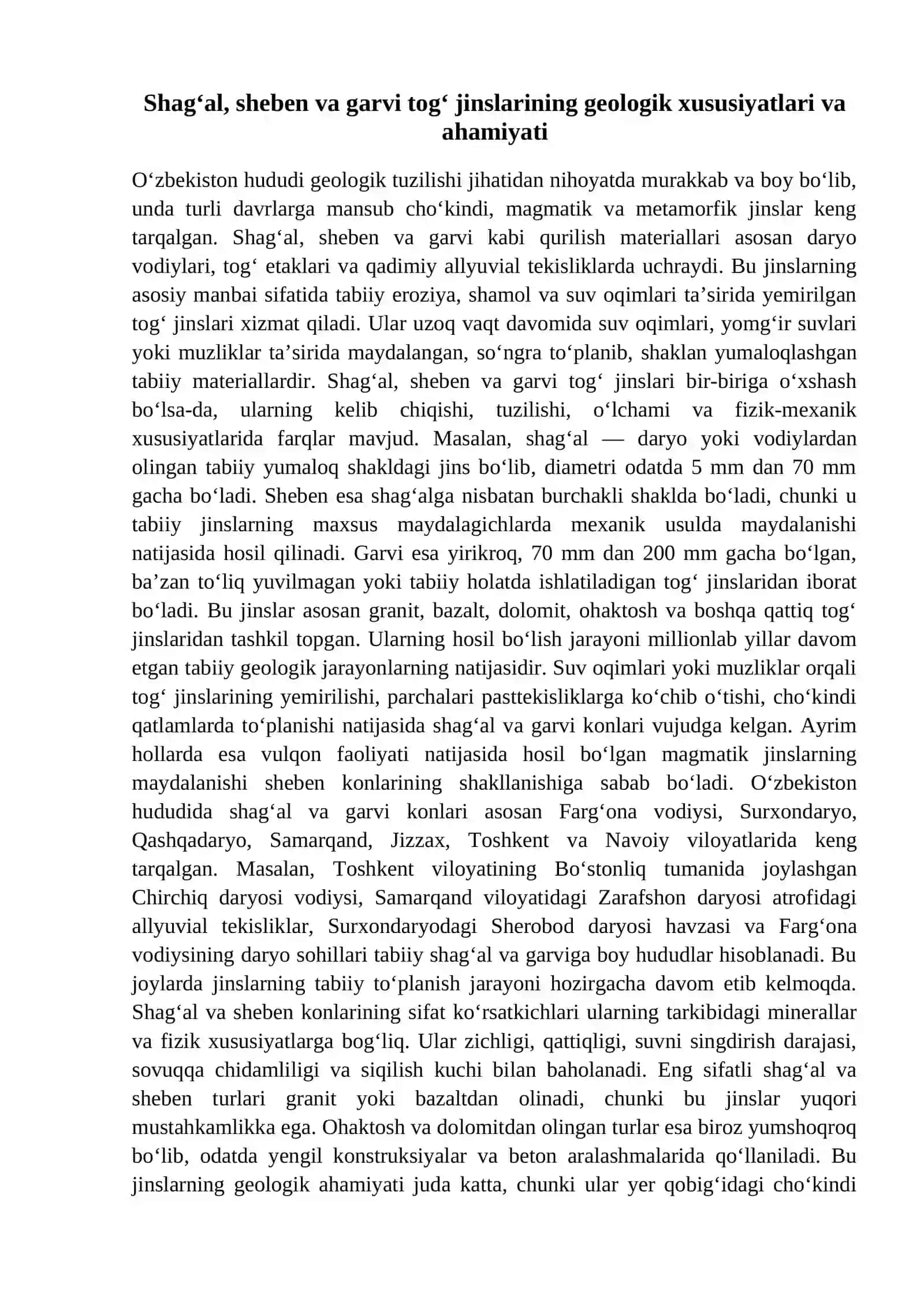 Shag'al,sheben va garviy tog' jinslarini qazib olish texnologiyasi 3