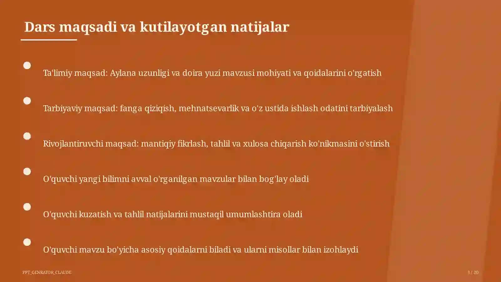 Aylana uzunligi va doira yuzi (9-sinf) 3