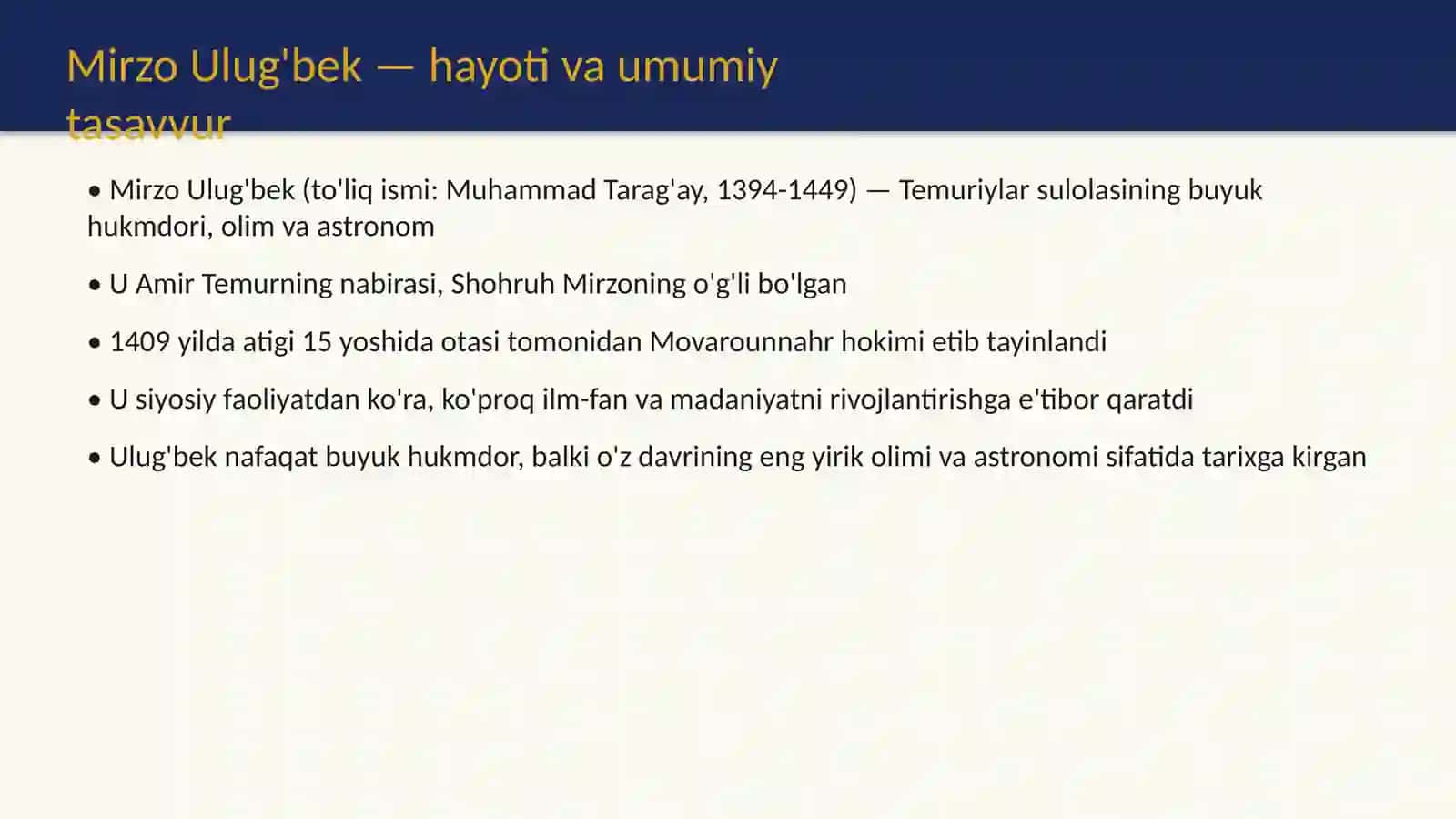 Mirzo Ulug'bek va uning ilmiy maktabi 3