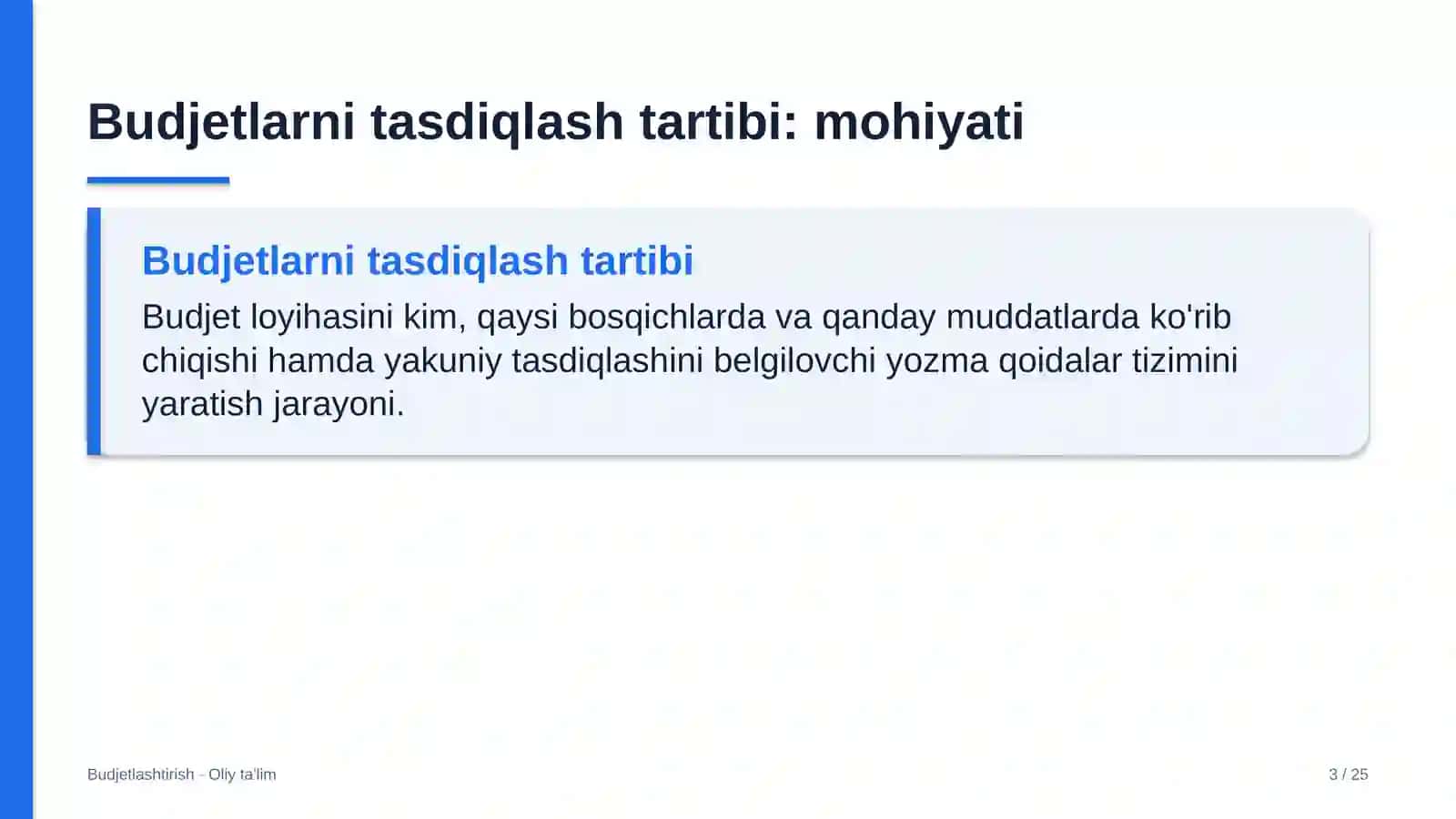 Budjetlashtirish · Oliy ta'lim 3
