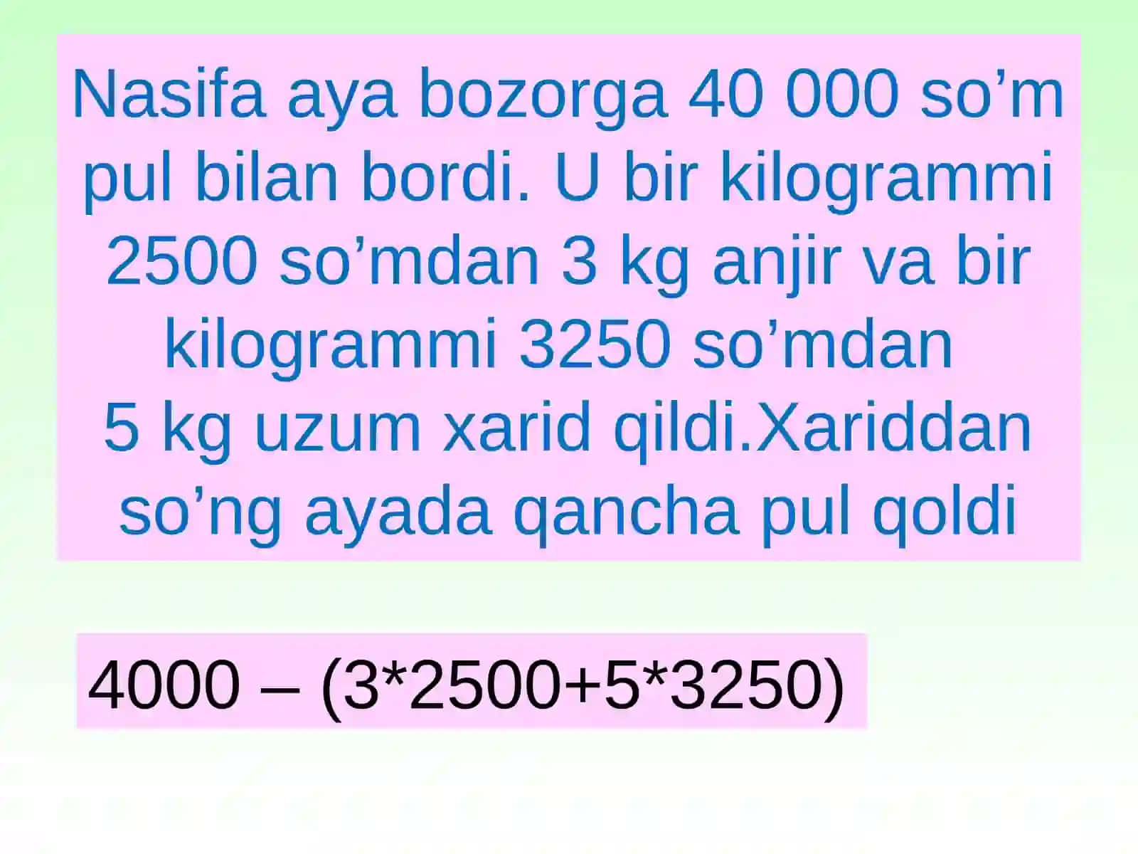 5-sinf matematika .Sonli va harfli ifodalar 3