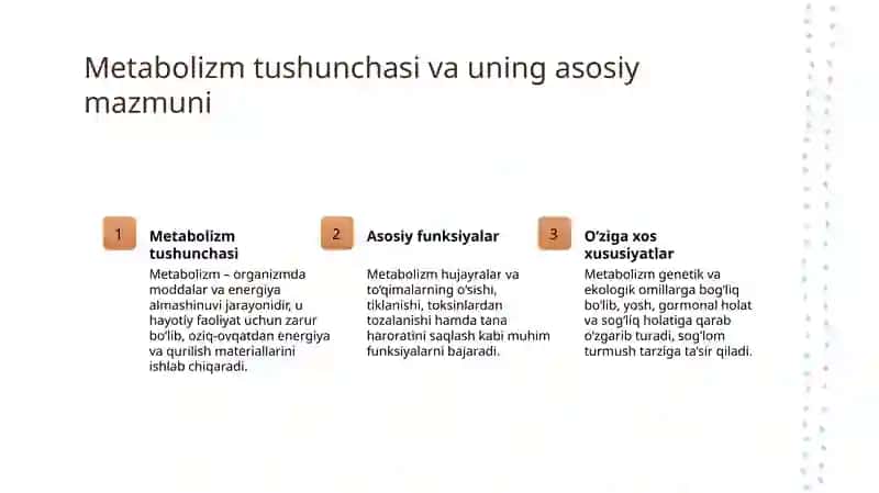 Metabolizm jarayonida energiya hosil bo‘lishi va sarflanishi 3