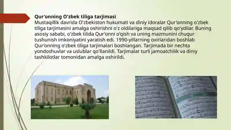 Mustaqillik yillarida Qur’onning o’zbek tiliga tarjima qilinishi va tafsirlari haqida 3