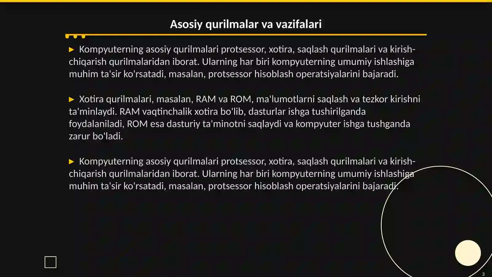 Kompyuterning asosiy qurilmalari vazifalari va unda ishlash prinsplari 3