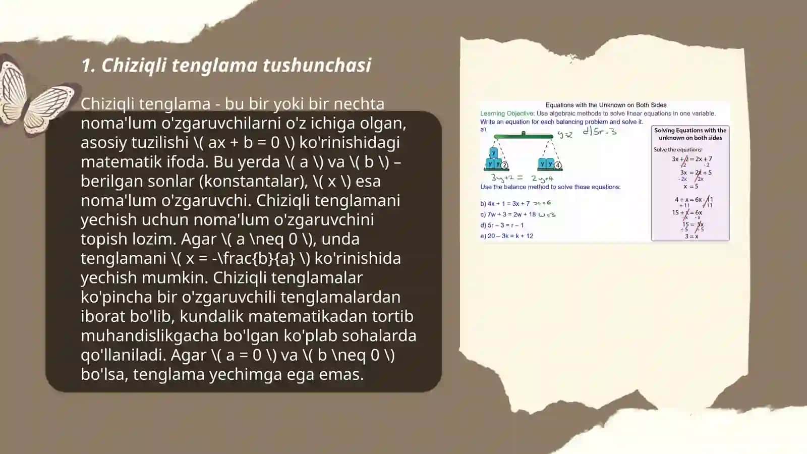 Bir noma'lumli chiziqli tenglamalar 3
