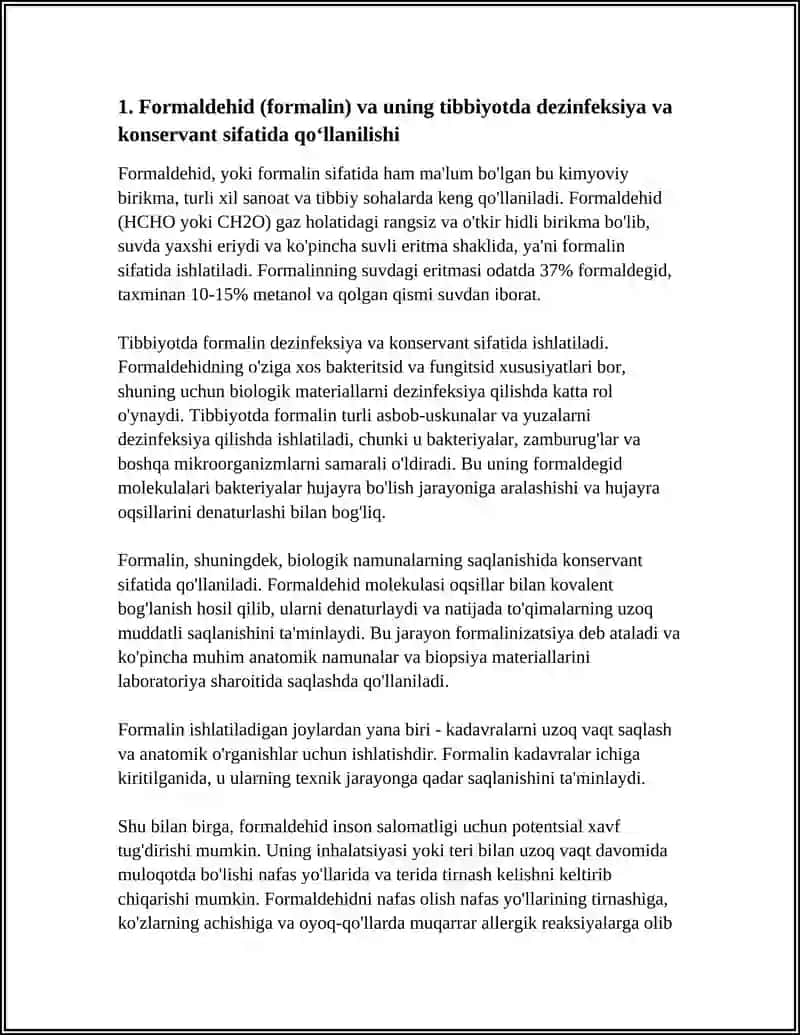 ALDEGIDLAR VA UGLEVODLARNING TIBBIYOTDA QOLLANILADIGAN PREPARATLARI 3