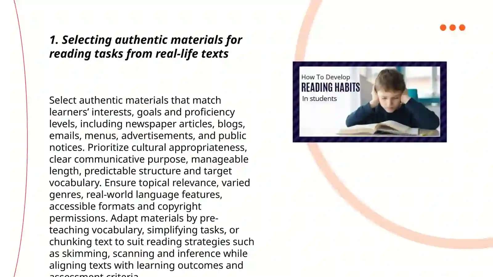 Developing reading tasks Using real life taxt 3
