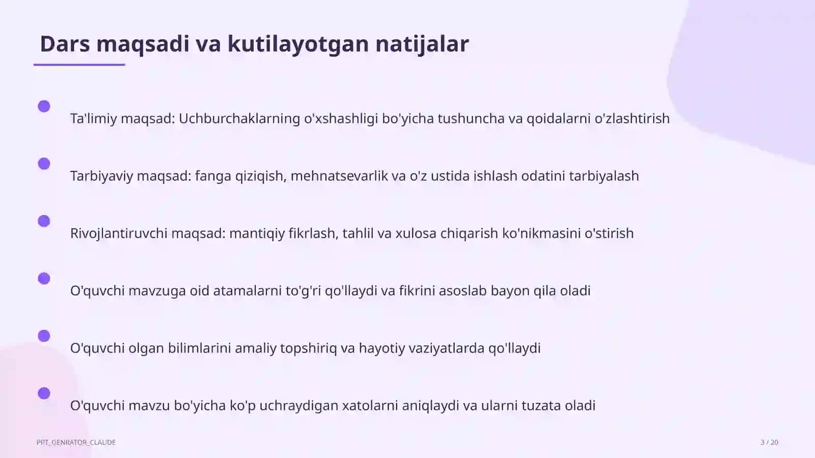 Uchburchaklarning o'xshashligi (8-sinf) 3