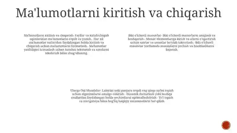 Ikki Olchovli Massivlar Va Ularga Oid Masalalar Dasturini Yaratish 3