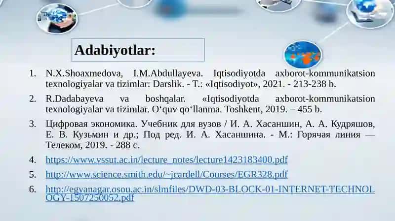 Tarmoqlar texnologiyasidan foydalanish 3
