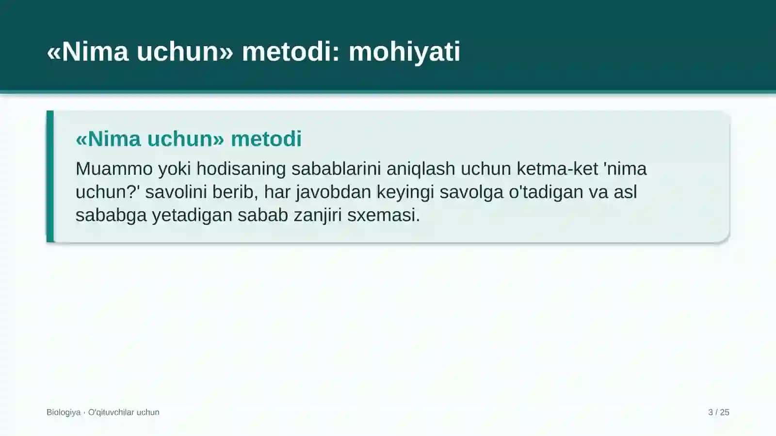 biologiya darslarida nima uchun metodidan foydalanish 3916 3