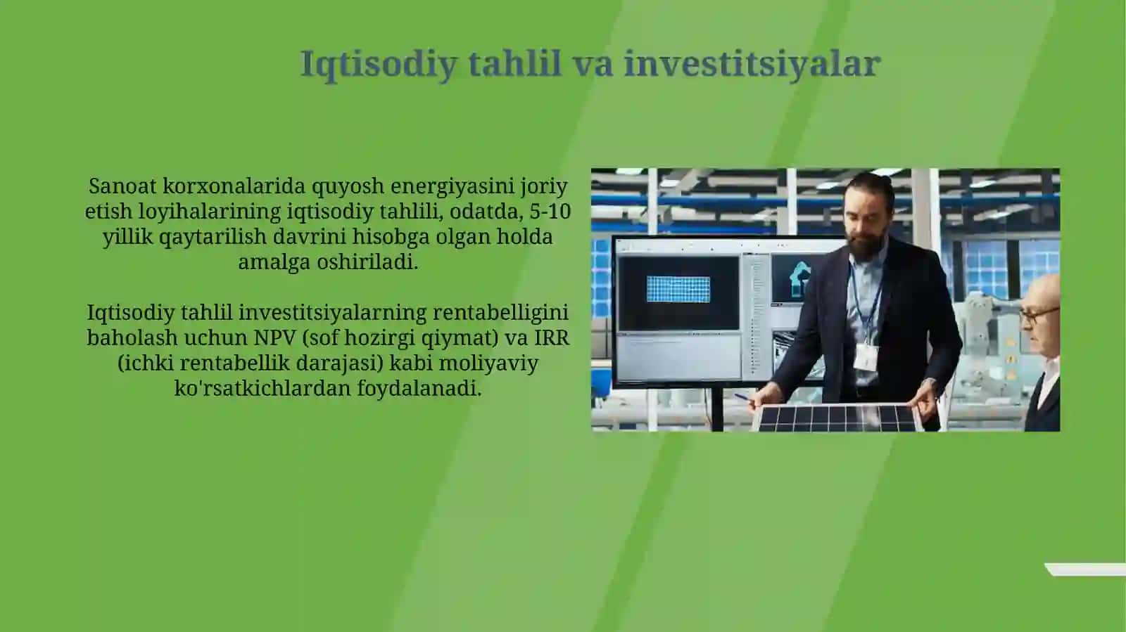 Quyosh energiyasini sanoat ishlab chiqarish jarayonlariga integratsiya qilish 3