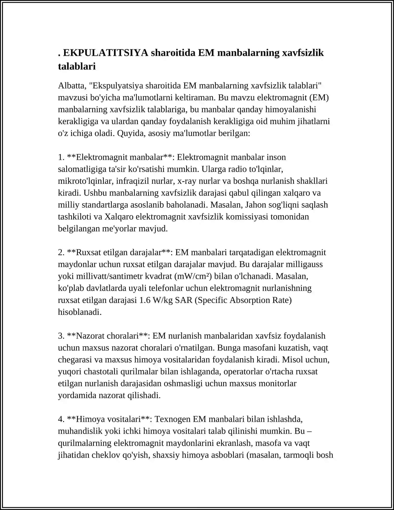 EKPULATITSIYA SHAROITIDA EM MANBALARINI XAFVLI TA’SIR ETUVCHI XUDUDI 3